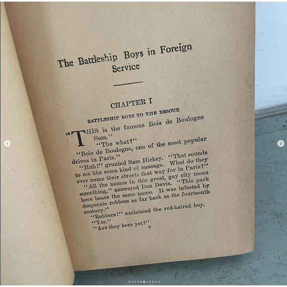 Antique 1900 Children’s Battleship Boys Foreign Service Blue Shabby Book Patchin - Picture 6 of 10